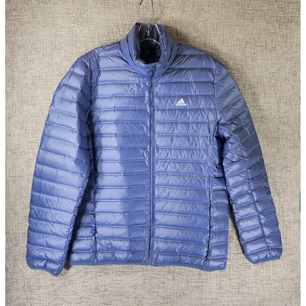 Adidas Varilite Down Puffer Jacket Womens Large Periwinkle Blue Welded Seams EUC